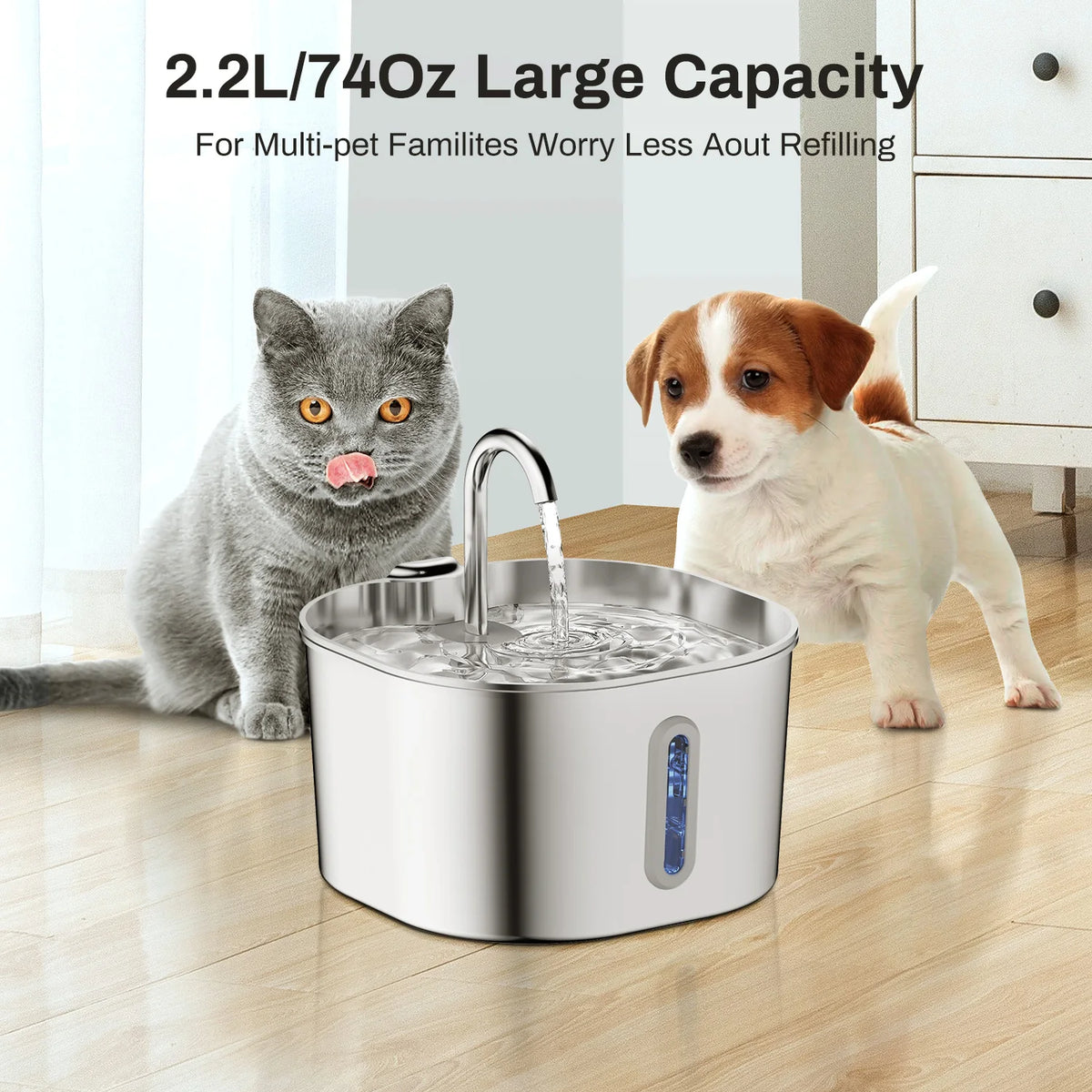 Stainless Steel Cat Water Fountain (2.2L)